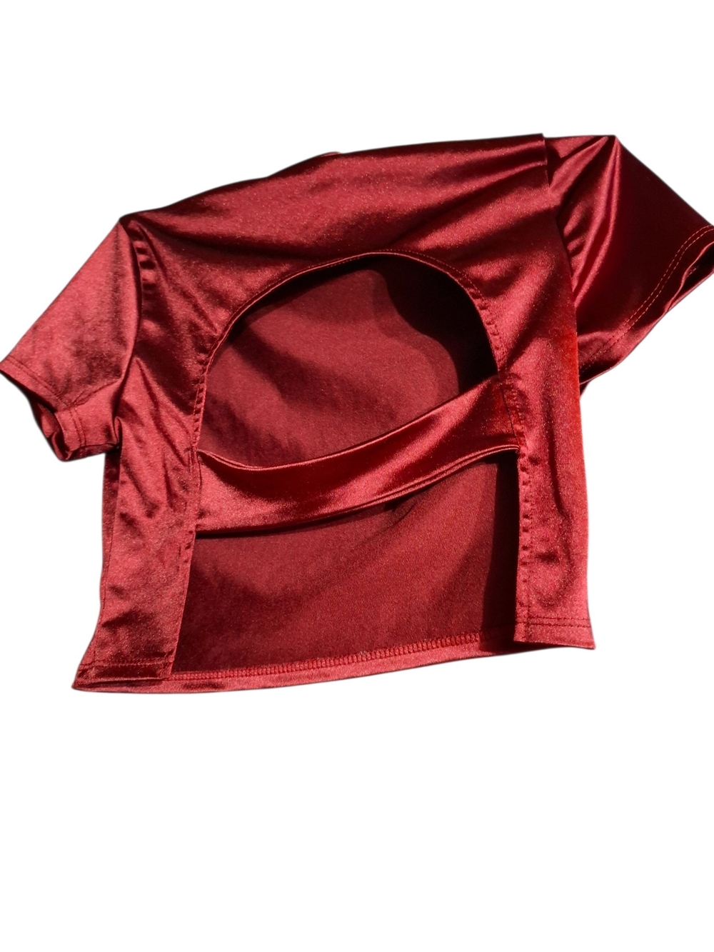 Women's Red Satin Cutout Crop Top